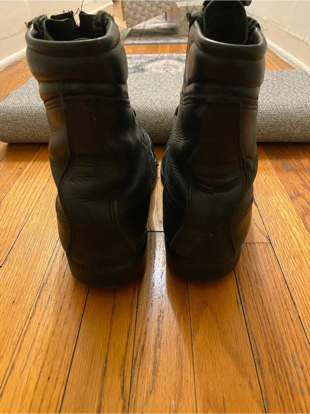 Vintage 80’s/90’s Black Leather Civil / Military Boots Steel Toe Vibram Soles
